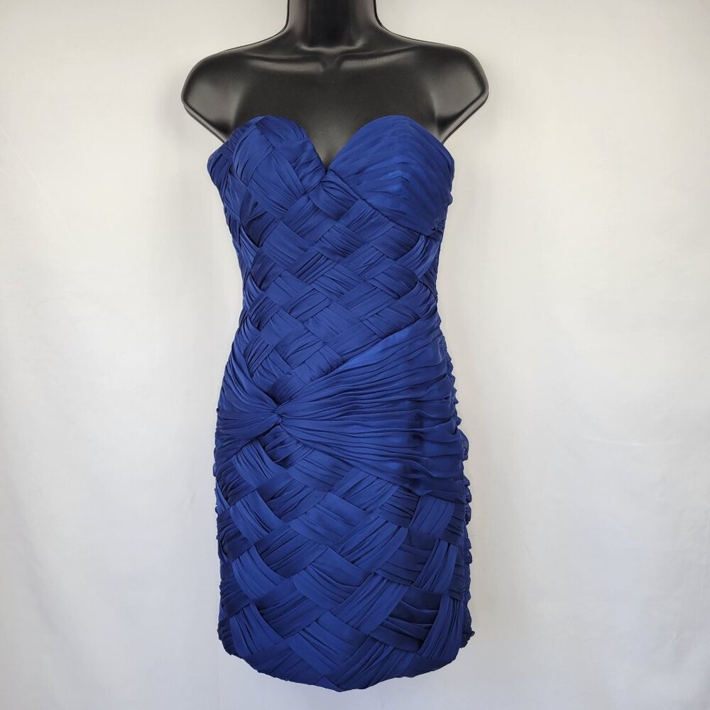 Morrell Maxie Mini Strapless Ruched Cocktail Dress Sapphire Blue Size 4 -